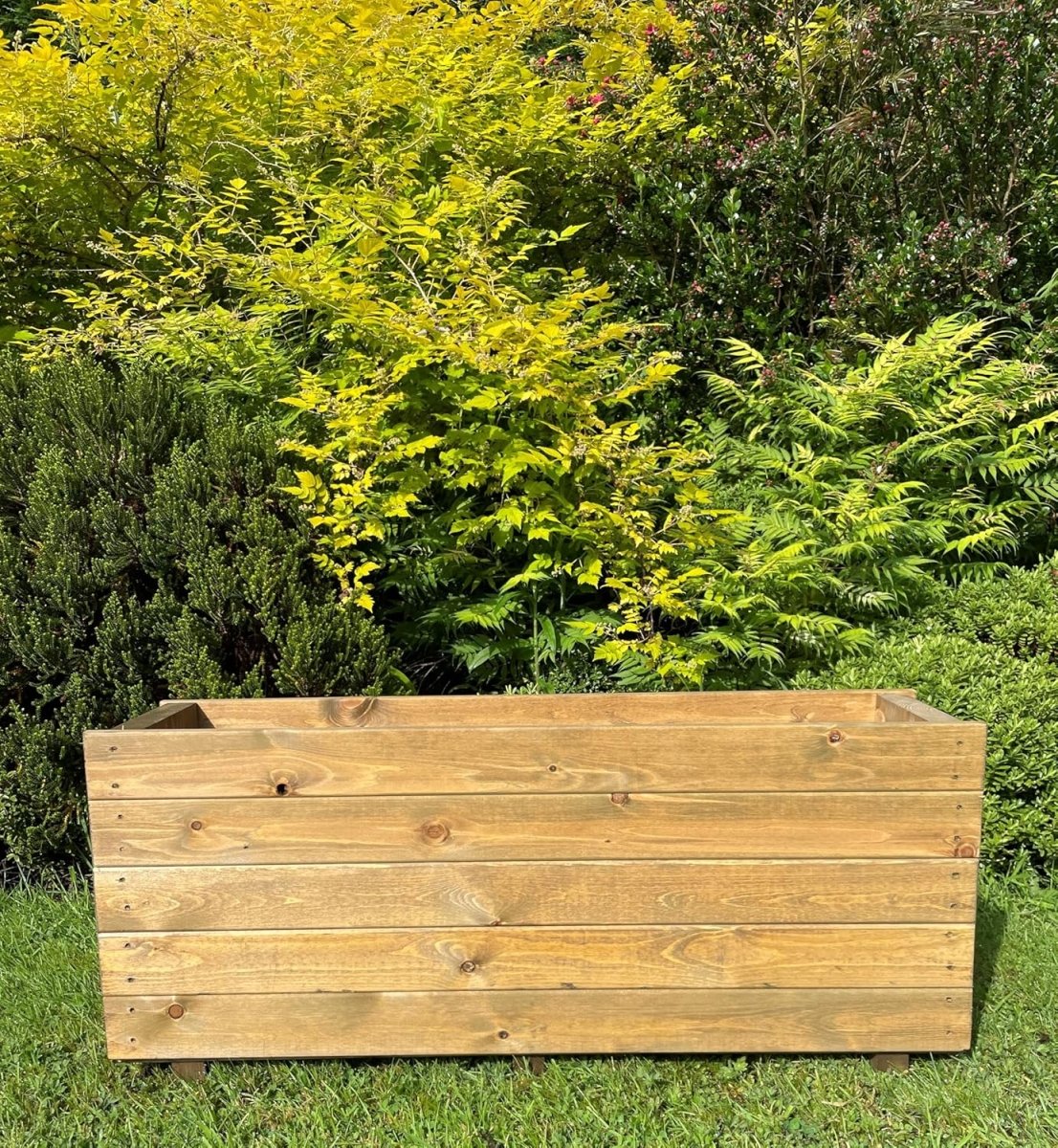 Tall Wooden Garden Planter 90cm Outdoor Trough Plant Box - Kwikley