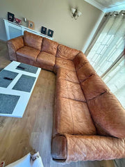 Tan Extra Large Leather Corner Sofa (PTP) - Kwikley
