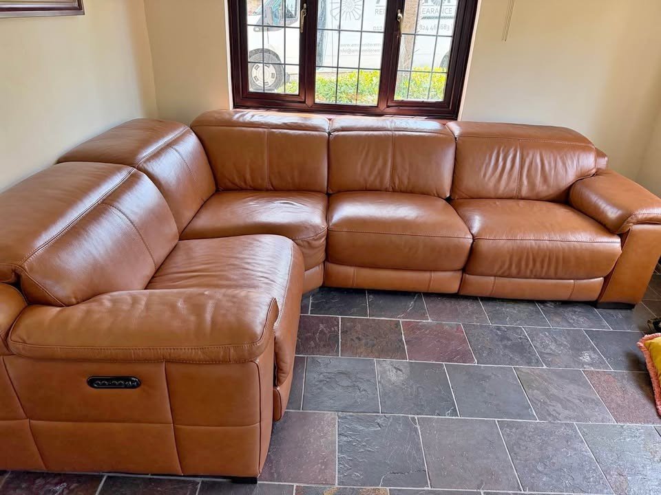 Tan Luxury Leather Corner Sofa (PTP) - Kwikley
