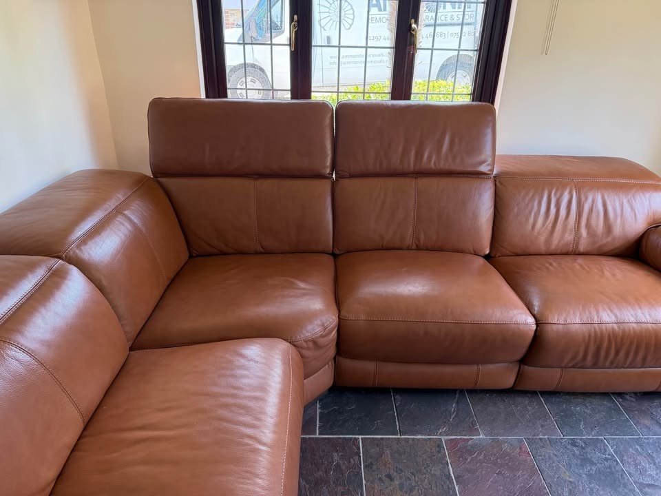 Tan Luxury Leather Corner Sofa (PTP) - Kwikley