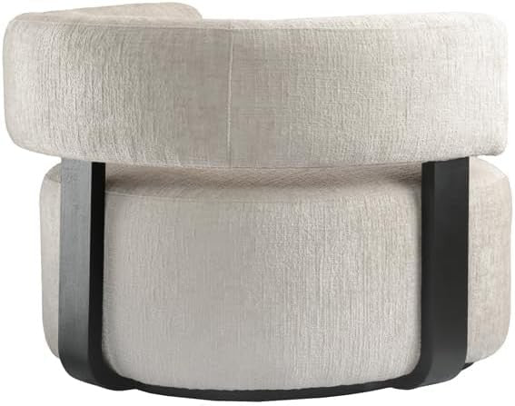 Taupe Chenille Accent Chair Curved Back Black Wood Frame Luxury - Kwikley