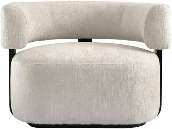 Taupe Chenille Accent Chair Curved Back Black Wood Frame Luxury - Kwikley