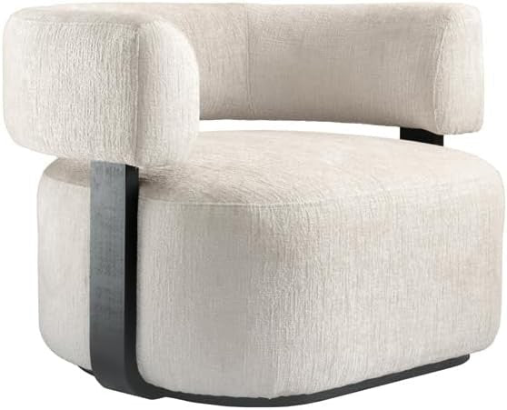 Taupe Chenille Accent Chair Curved Back Black Wood Frame Luxury - Kwikley