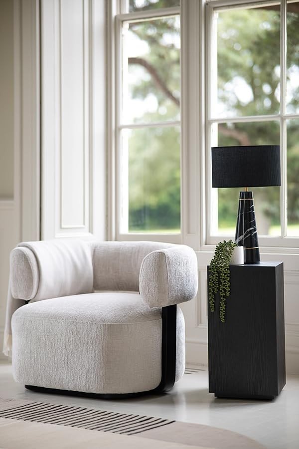 Taupe Chenille Accent Chair Curved Back Black Wood Frame Luxury - Kwikley