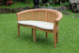 Teak Banana Garden Bench Vertical Slats Extra Thick w Cream Cushion