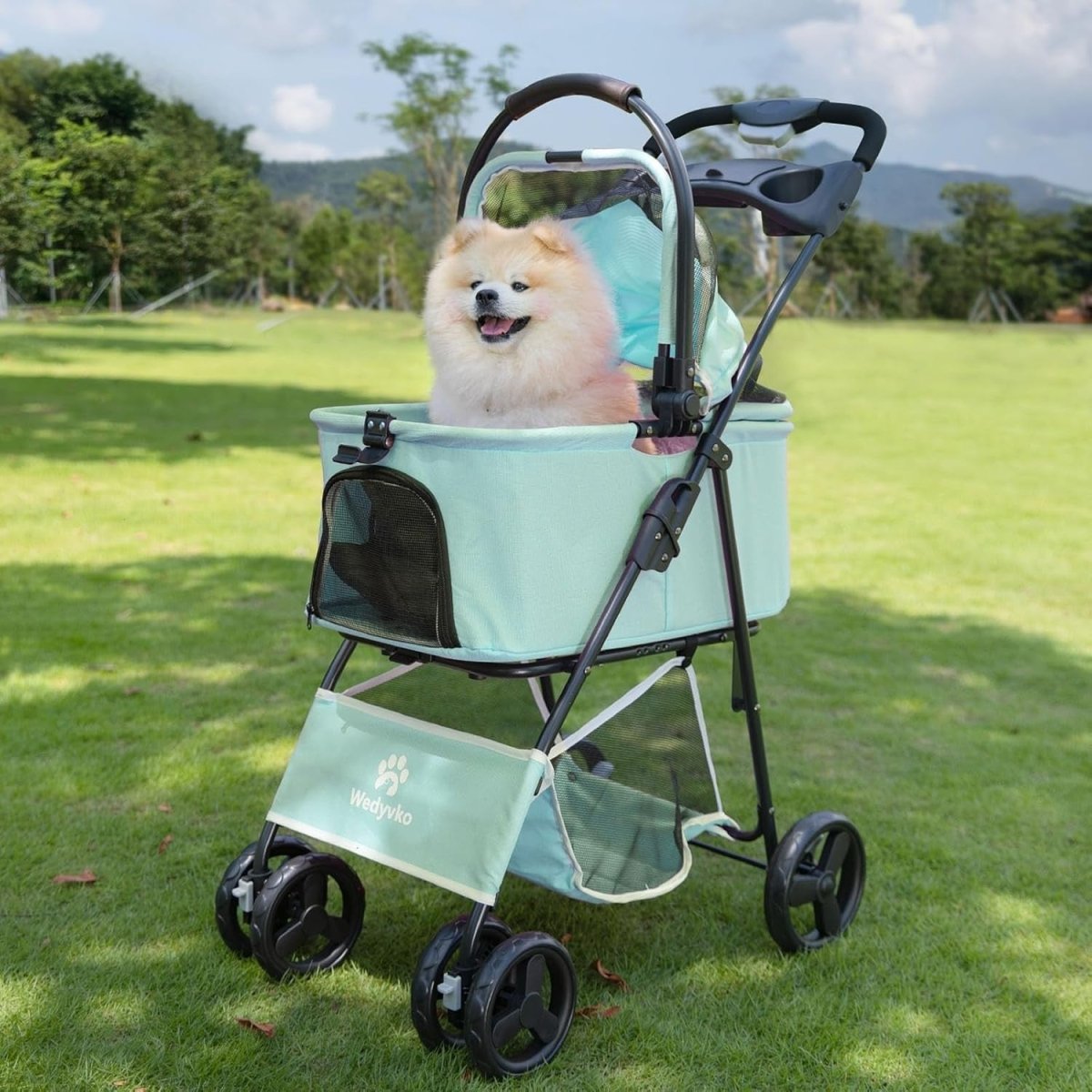 Teal Blue 2 in 1 Dog Stroller Foldable Pet Pushchair Jogger for Small Dogs - Kwikley