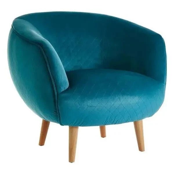 Teal Fabric Accent Chair Modern Armchair Wood Legs Lounge Reading Seat - Kwikley