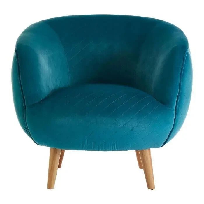 Teal Fabric Accent Chair Modern Armchair Wood Legs Lounge Reading Seat - Kwikley