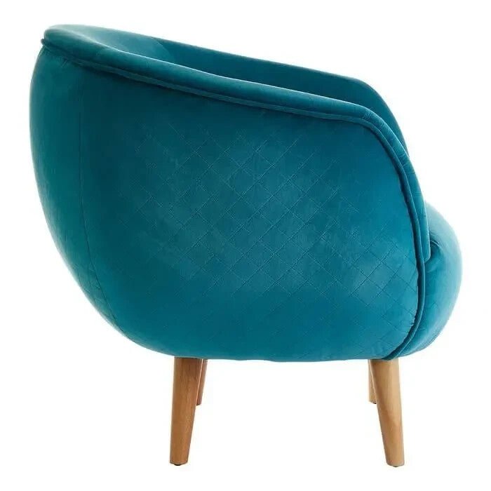 Teal Fabric Accent Chair Modern Armchair Wood Legs Lounge Reading Seat - Kwikley