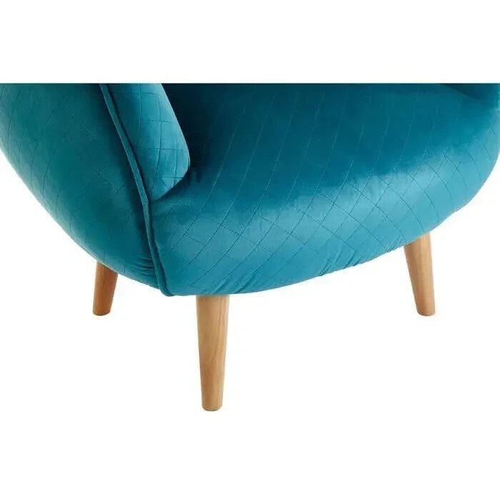 Teal Fabric Accent Chair Modern Armchair Wood Legs Lounge Reading Seat - Kwikley