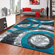 Teal Grey Large Area Rug 160x230cm Soft Shaggy Non Slip Living Room Carpet - Kwikley