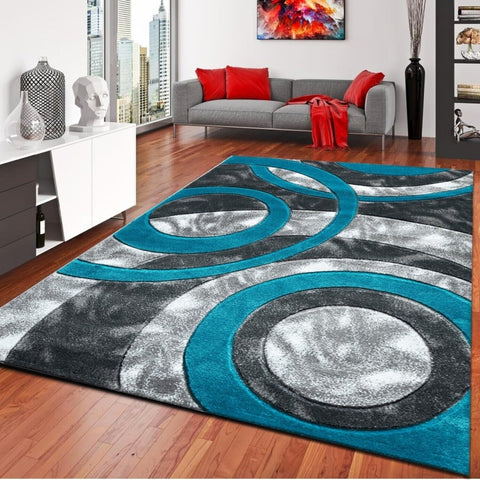 Teal Grey Large Area Rug 160x230cm Soft Shaggy Non Slip Living Room Carpet