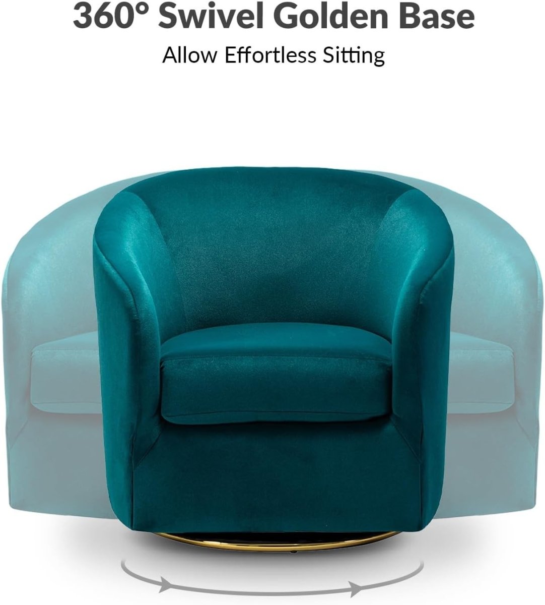 Teal Velvet Swivel Accent Chair with Gold Base – Luxury Barrel Seat - Kwikley