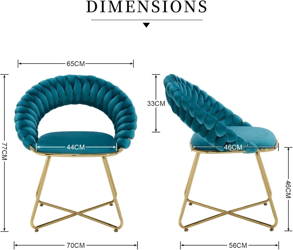 Teal Velvet Tub Chairs Set of 2 – Modern Accent Chairs with Gold Metal Legs - Kwikley