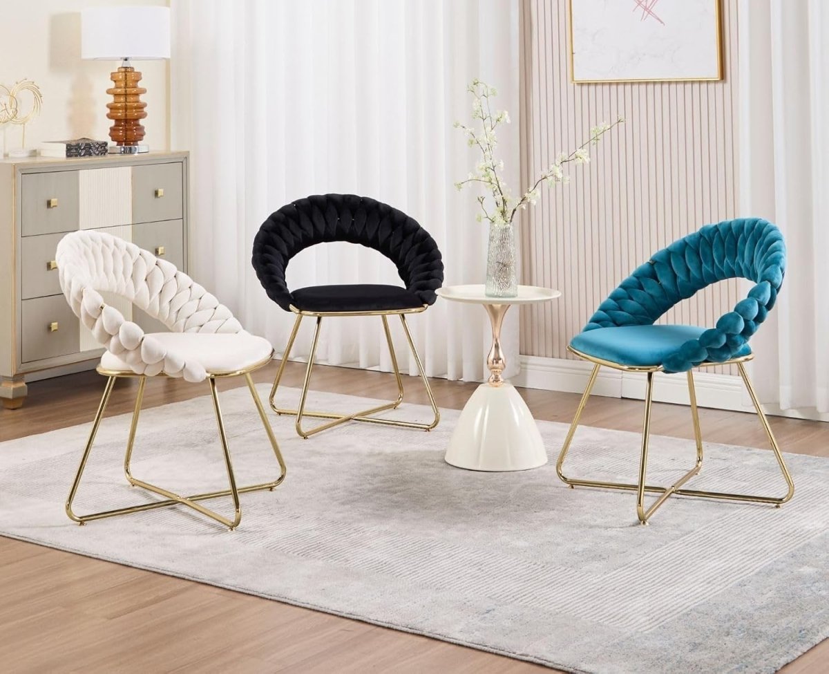 Teal Velvet Tub Chairs Set of 2 – Modern Accent Chairs with Gold Metal Legs - Kwikley