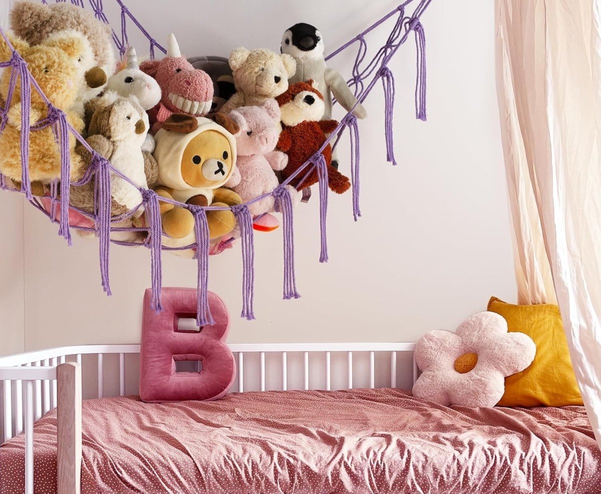 Teddy Bear Hammock Toy Storage Net – Stuffed Animal Organizer – Purple - Kwikley