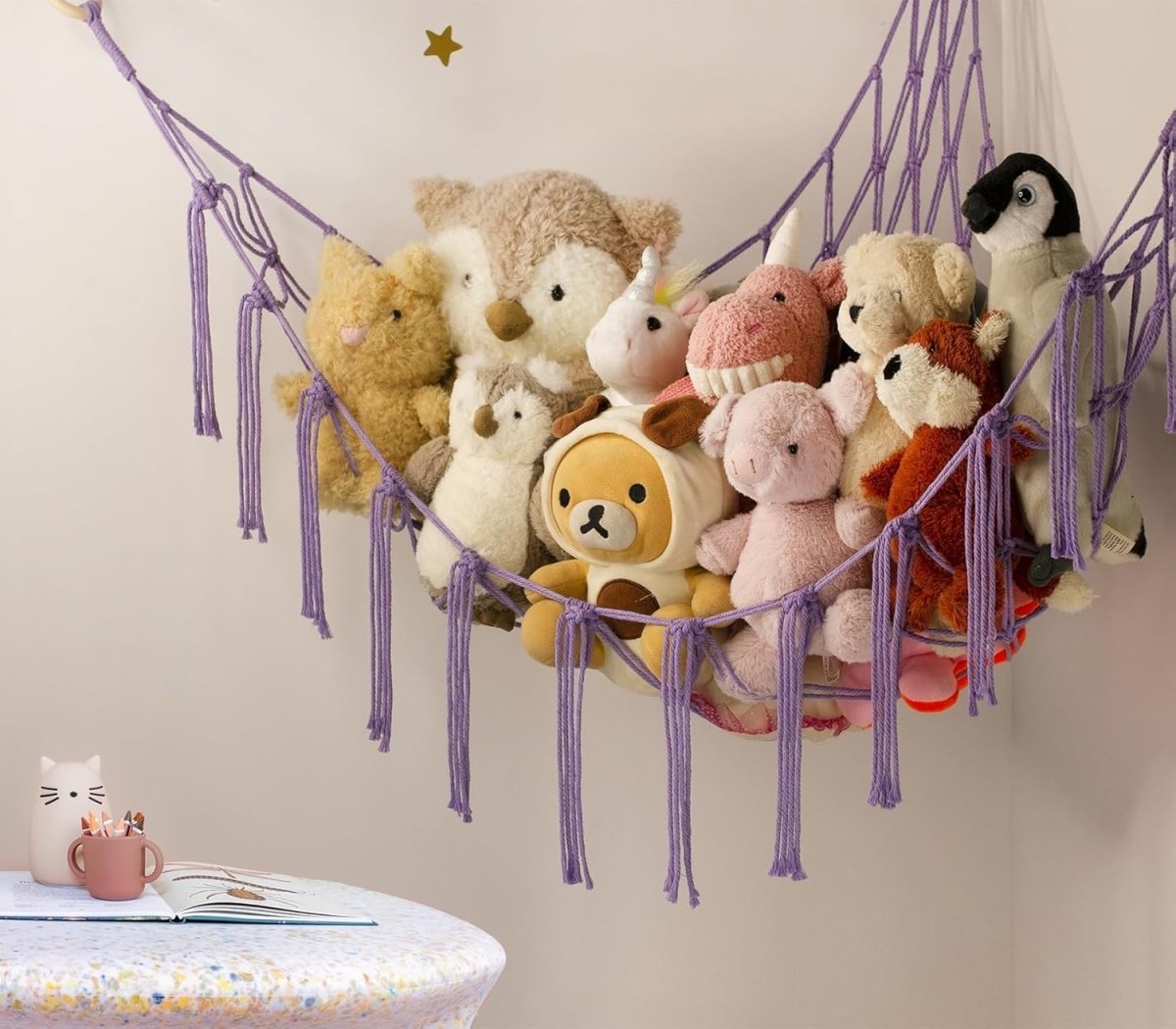 Teddy Bear Hammock Toy Storage Net – Stuffed Animal Organizer – Purple - Kwikley