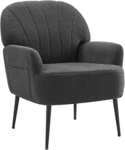 Teddy Fabric Armchair Accent Chair Tub Lounge Seat Grey Metal Legs - Kwikley