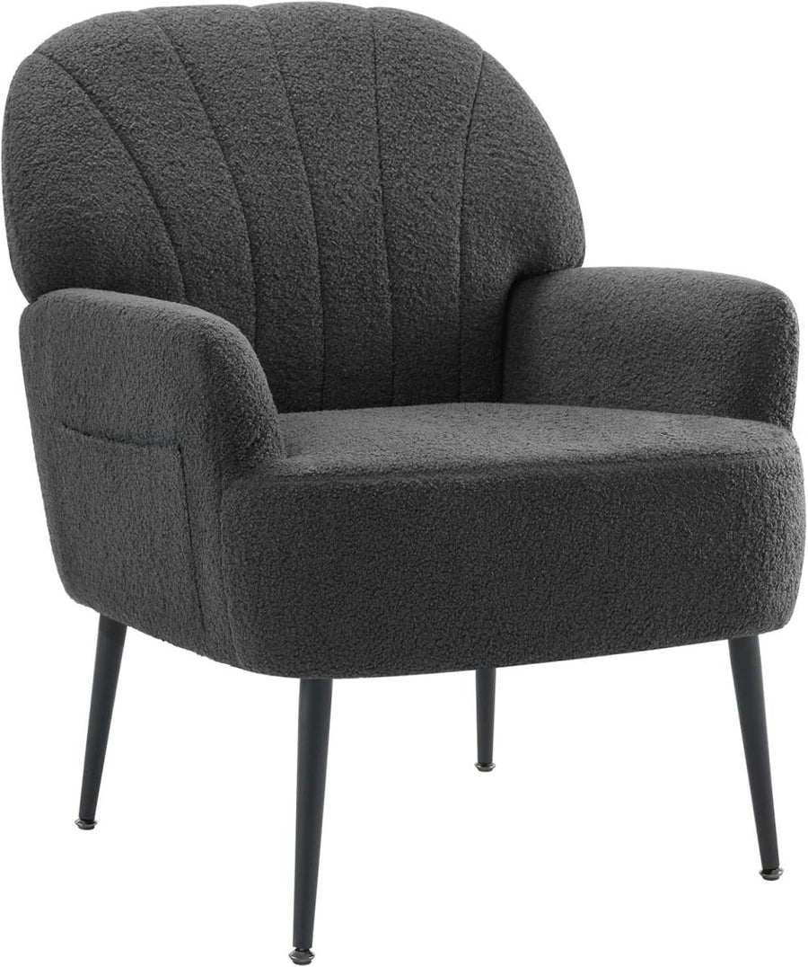 Teddy Fabric Armchair Accent Chair Tub Lounge Seat Grey Metal Legs - Kwikley