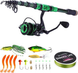 Telescopic 2.1M Carbon Fiber Fishing Rod & 12+1BB Spinning Reel Kit