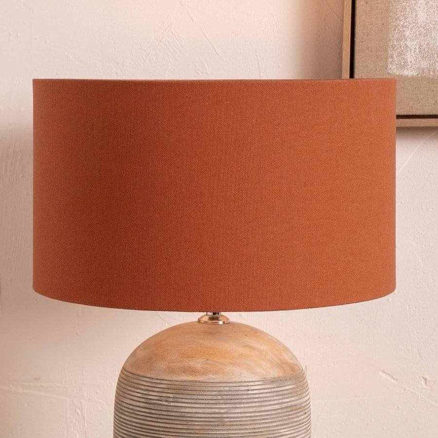Terracotta Cylinder Lampshade 45cm Fabric Drum Table & Floor Lamp Shade - Kwikley