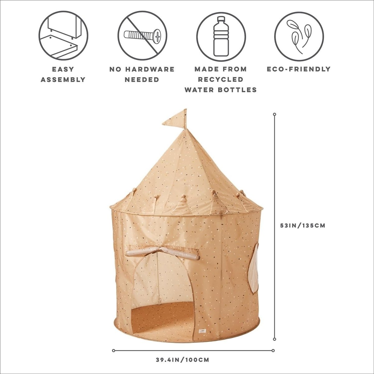 Terrazzo Clay Kids Indoor Play Tent Pop Up Fort Eco Fabric - Kwikley