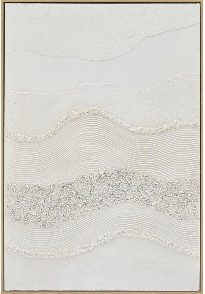 Textured White Abstract Framed Canvas 62cm Modern Art - Kwikley