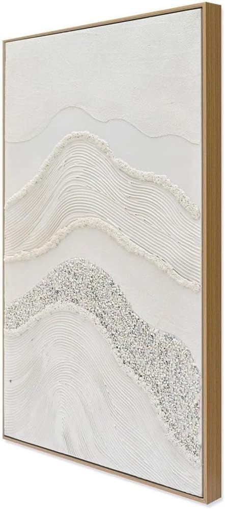 Textured White Abstract Framed Canvas 62cm Modern Art - Kwikley