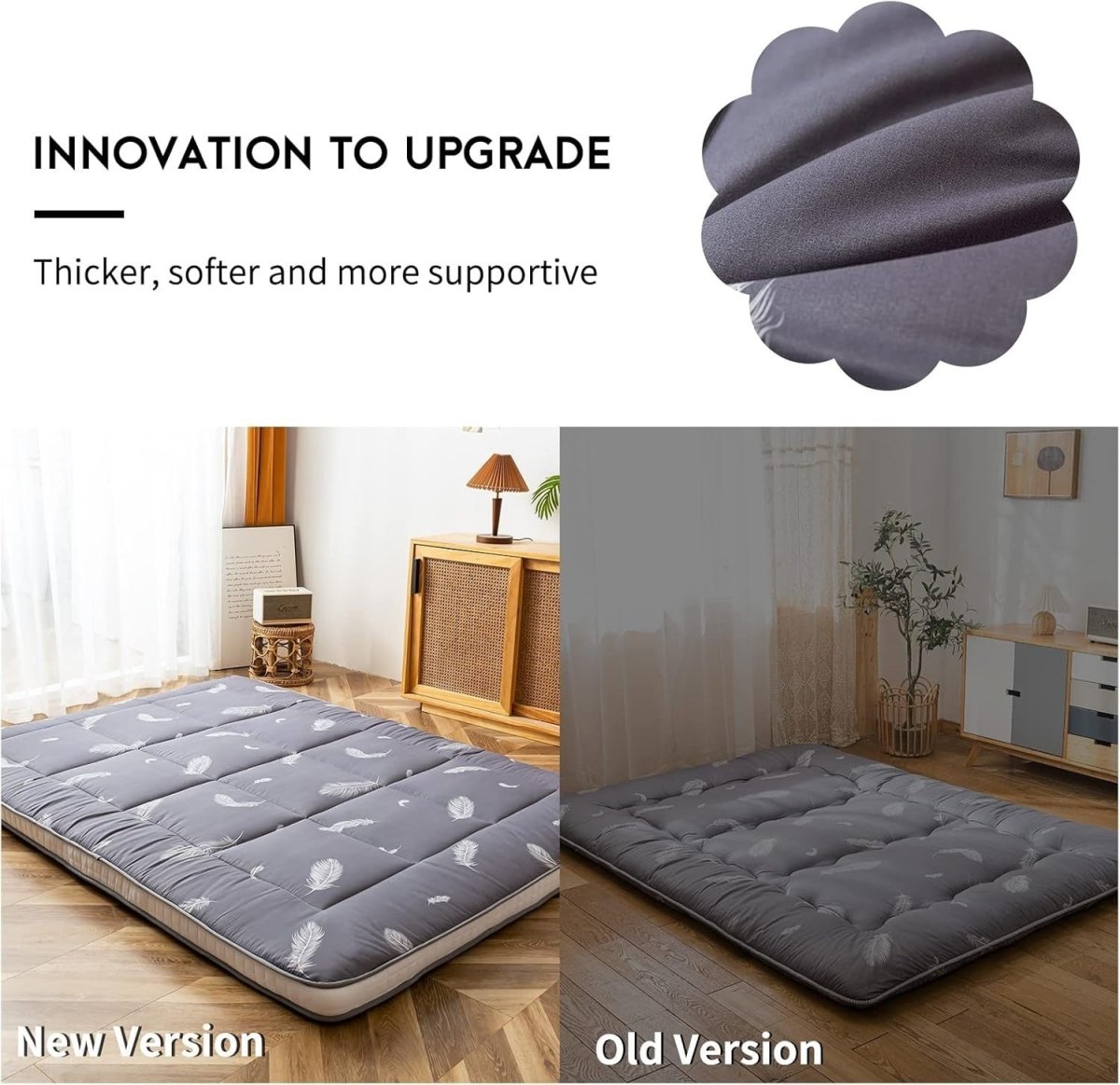 Thick Foldable Japanese Floor Mattress King Size – Breathable, Extra Soft - Kwikley