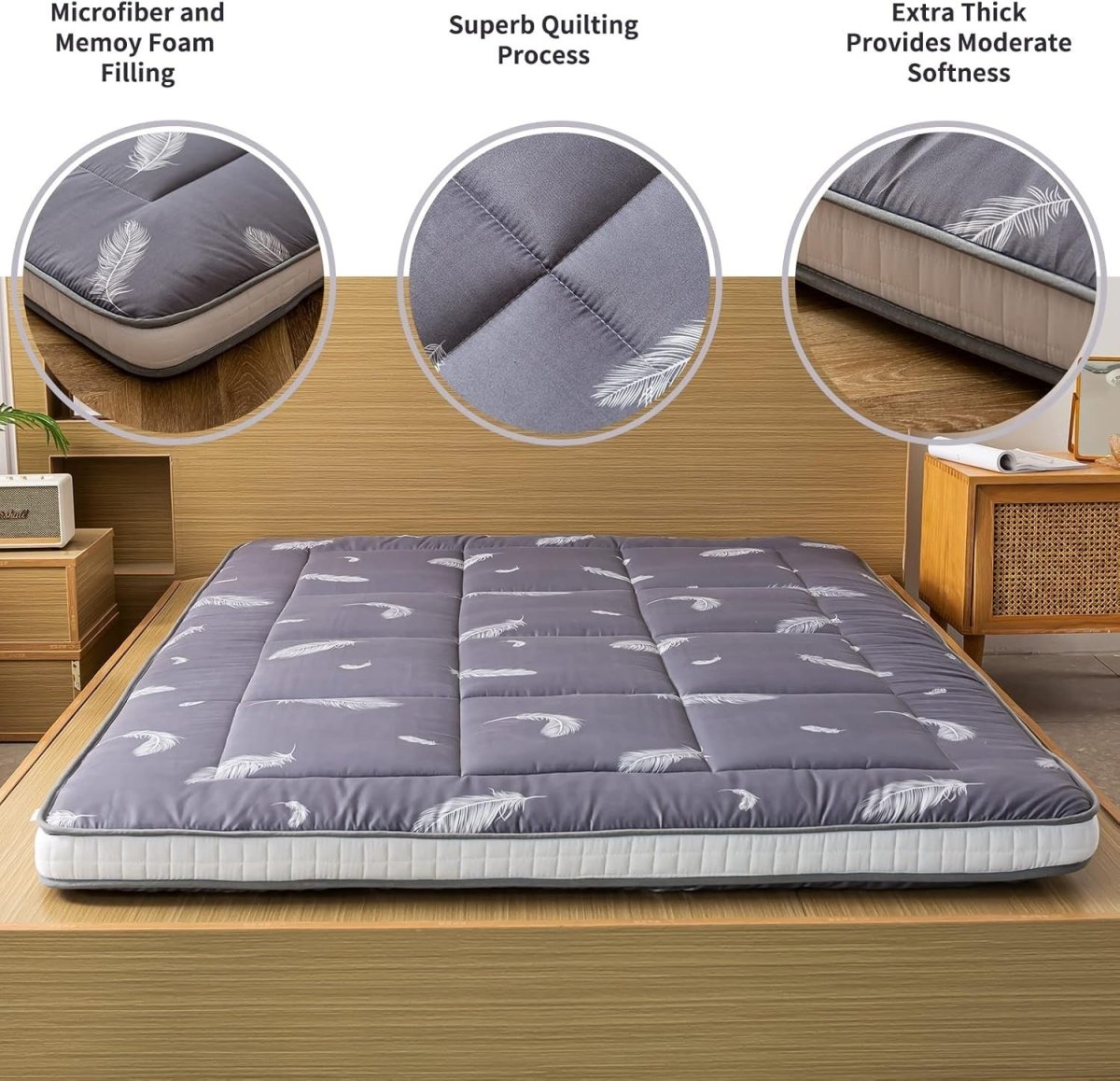 Thick Foldable Japanese Floor Mattress King Size – Breathable, Extra Soft - Kwikley