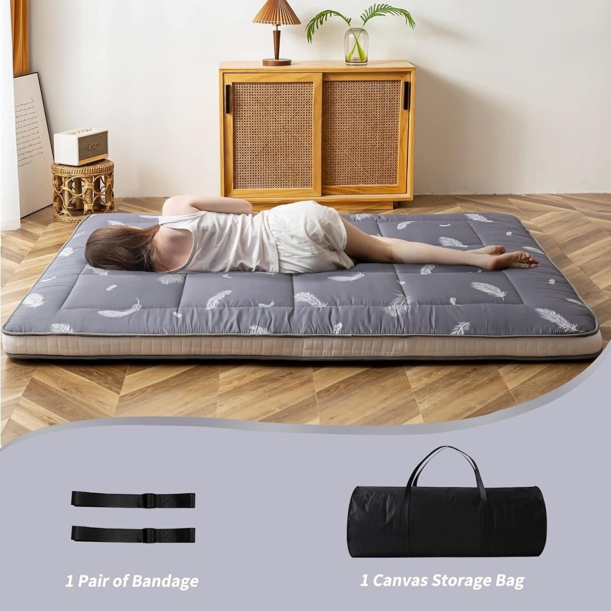 Thick Foldable Japanese Floor Mattress King Size – Breathable, Extra Soft - Kwikley