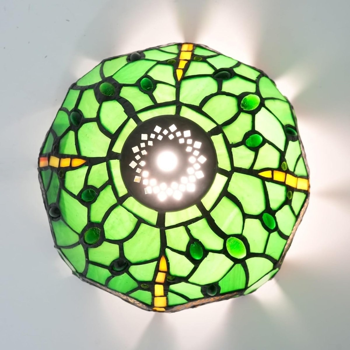 Tiffany Style Dragonfly Stained Glass Lampshade 8” Ceiling Pendant - Kwikley