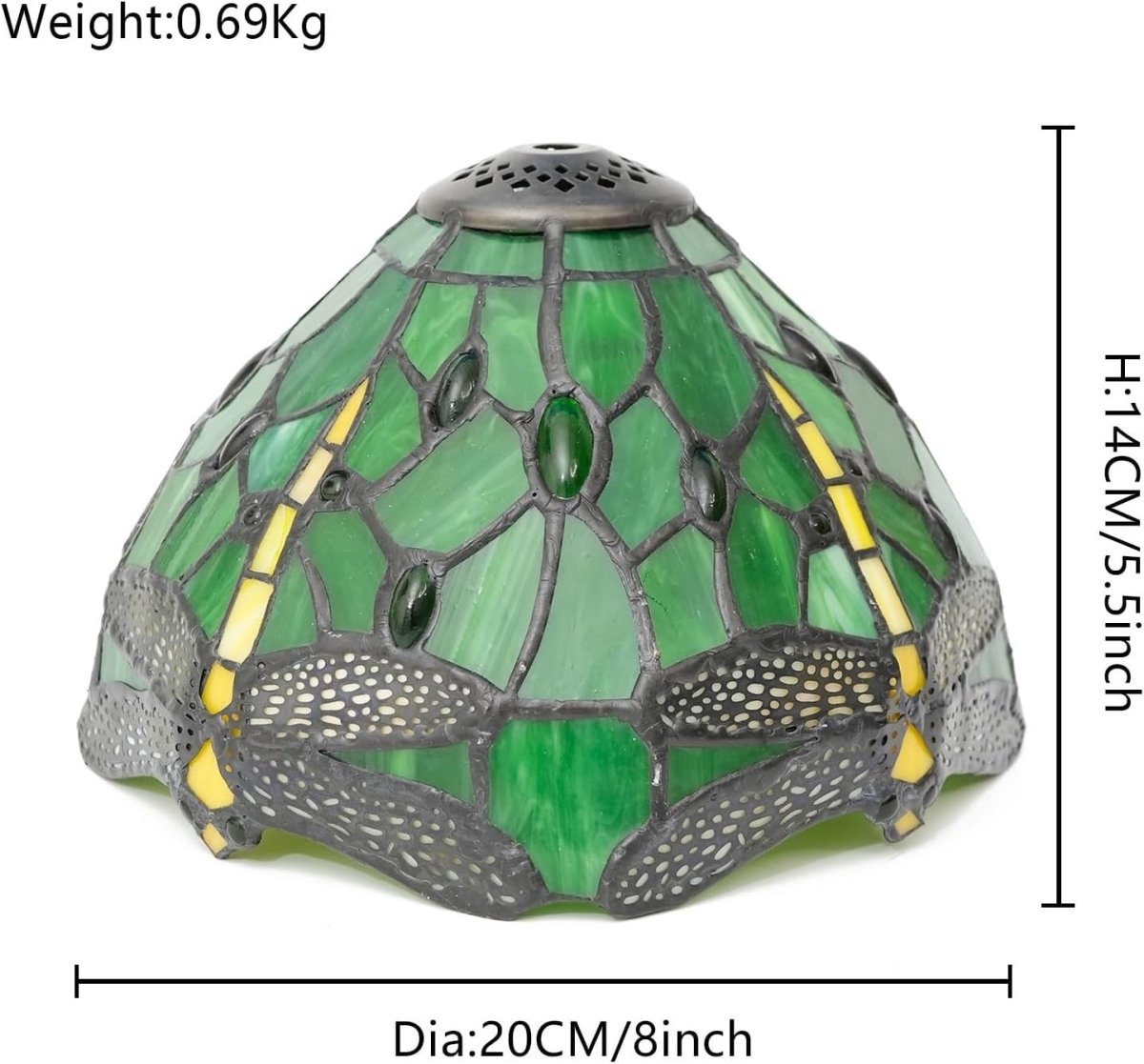 Tiffany Style Dragonfly Stained Glass Lampshade 8” Ceiling Pendant - Kwikley