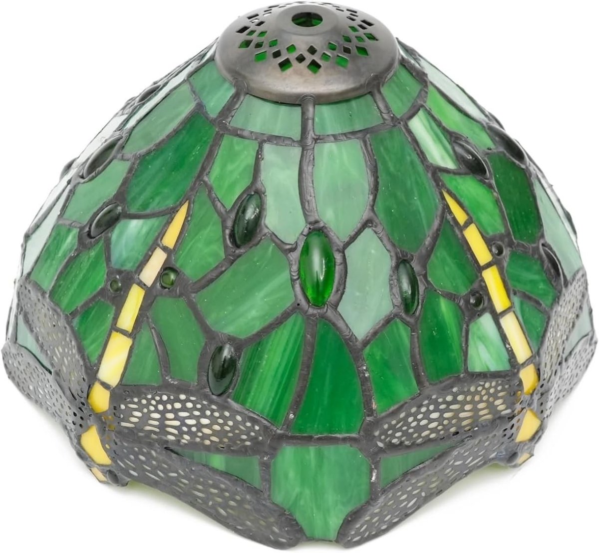 Tiffany Style Dragonfly Stained Glass Lampshade 8” Ceiling Pendant - Kwikley