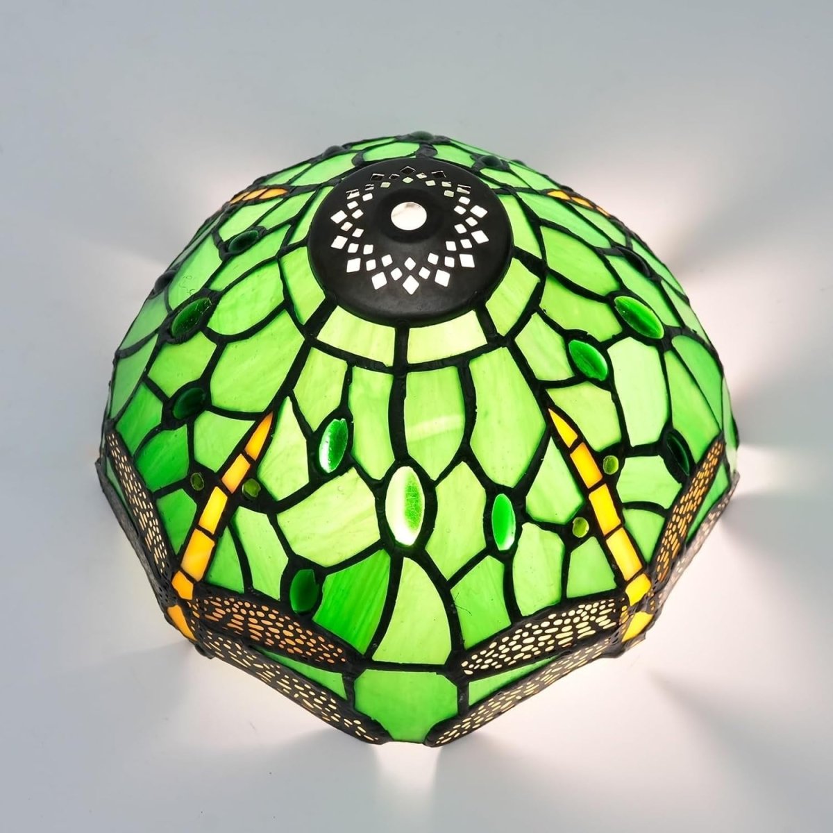 Tiffany Style Dragonfly Stained Glass Lampshade 8” Ceiling Pendant - Kwikley