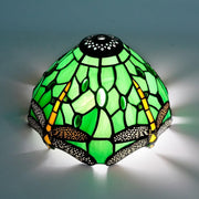 Tiffany Style Dragonfly Stained Glass Lampshade 8” Ceiling Pendant - Kwikley