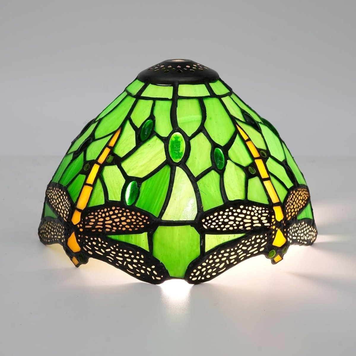 Tiffany Style Dragonfly Stained Glass Lampshade 8” Ceiling Pendant - Kwikley