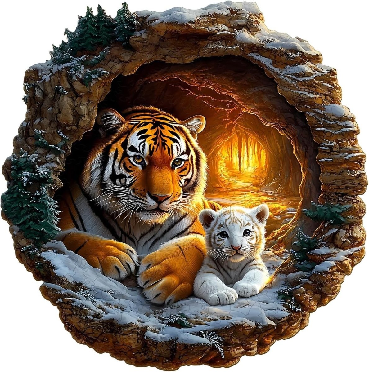 Tiger Wooden Jigsaw Puzzle for Adults Unique Shape Wall Art Gift - Kwikley