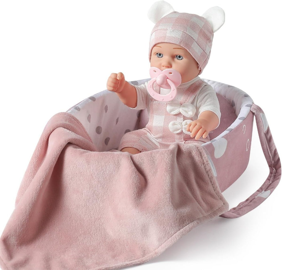 Toddler Baby Doll Set 12 Inch w Carry Bed Blanket Pacifier Toy - Kwikley