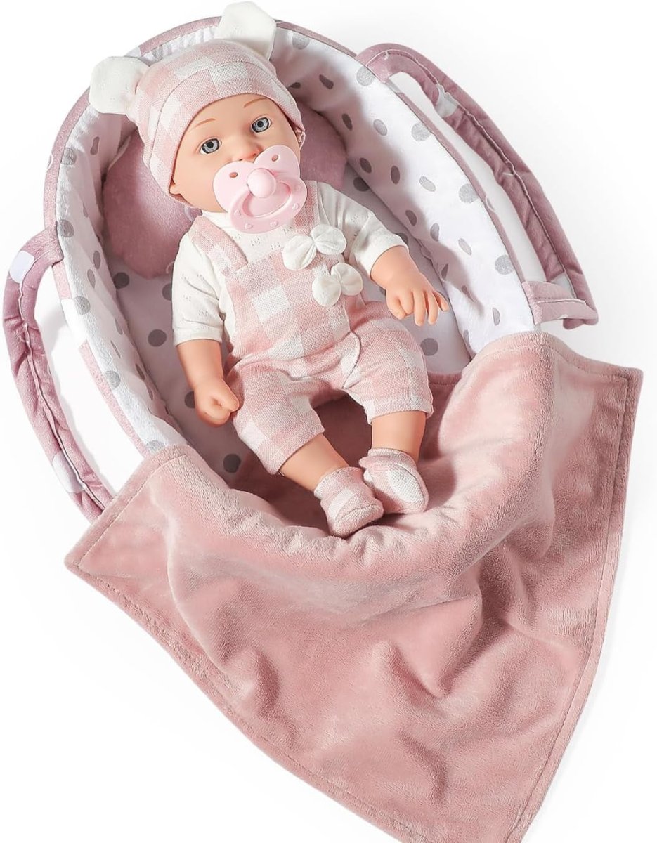 Toddler Baby Doll Set 12 Inch w Carry Bed Blanket Pacifier Toy - Kwikley