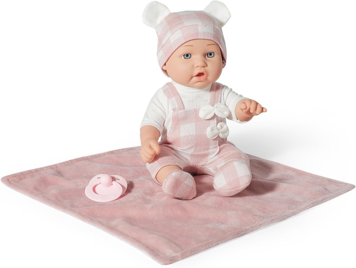 Toddler Baby Doll Set 12 Inch w Carry Bed Blanket Pacifier Toy - Kwikley