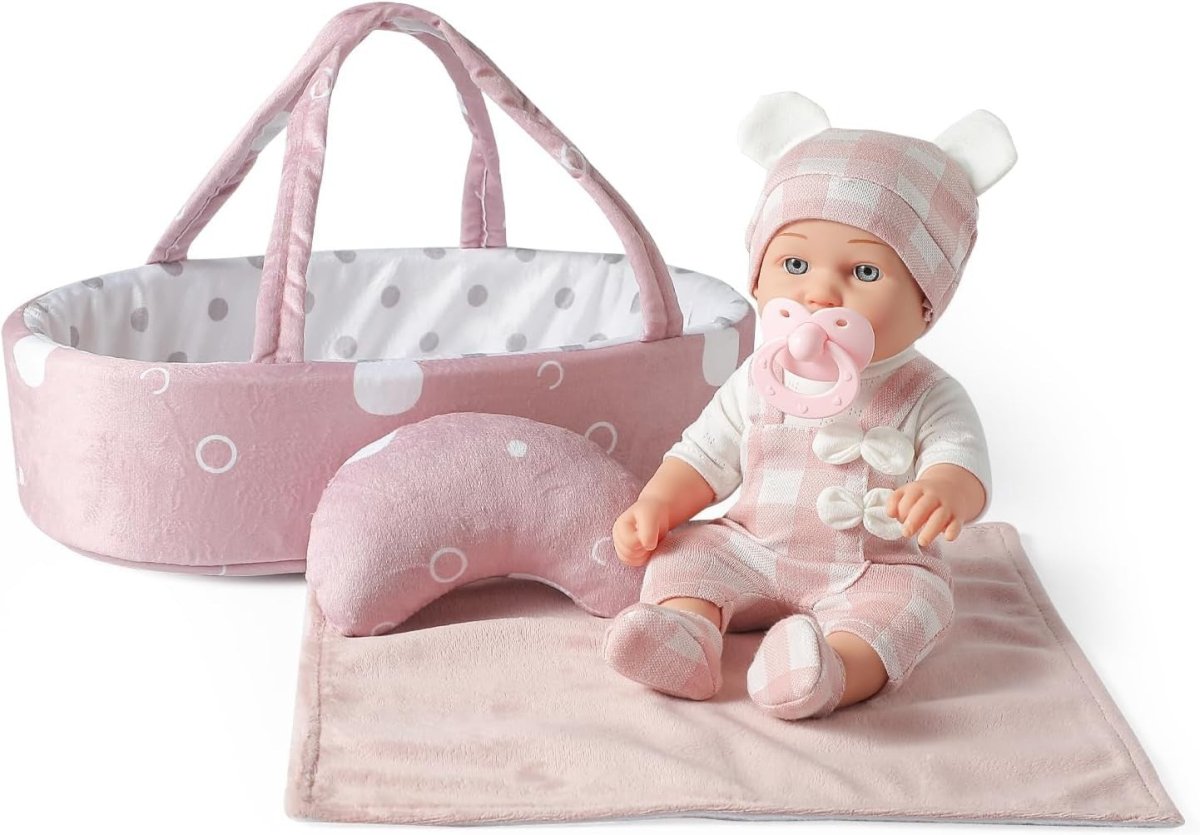 Toddler Baby Doll Set 12 Inch w Carry Bed Blanket Pacifier Toy - Kwikley