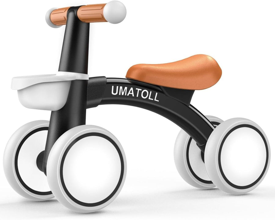 Toddler Balance Bike 12-24 Months Adjustable Seat 4 Wheel Black - Kwikley