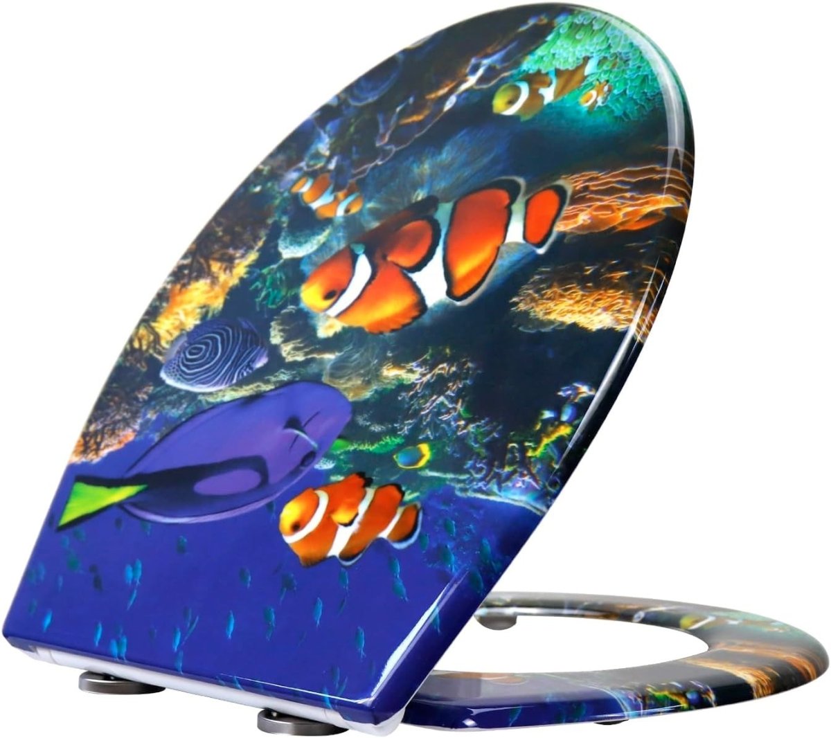 Toilet Seat Soft Close Quick Release Top Fix Colourful Patterns 45x37cm - Kwikley