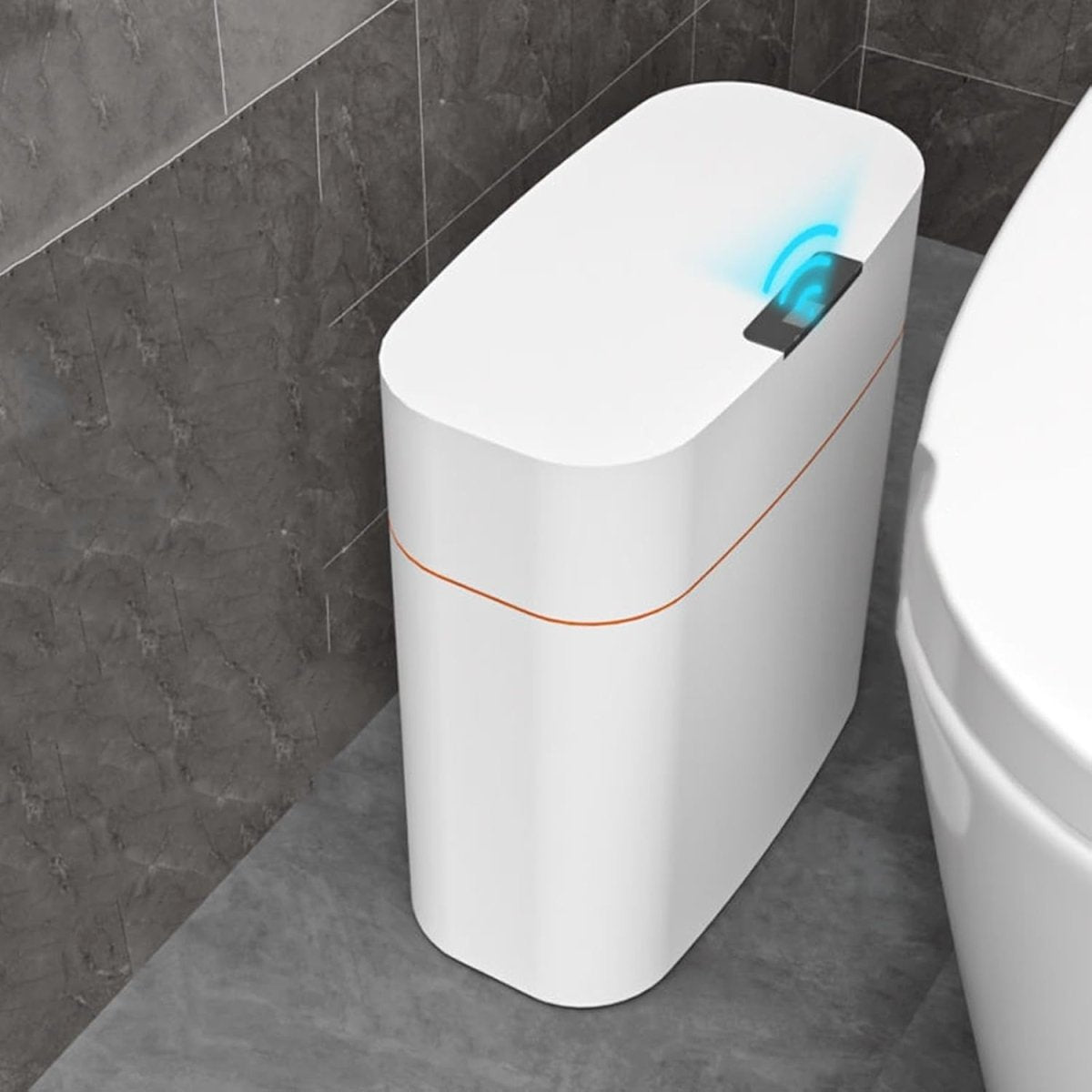 Touchless Bathroom Trash Can Slim Motion Sensor Bin White - Kwikley