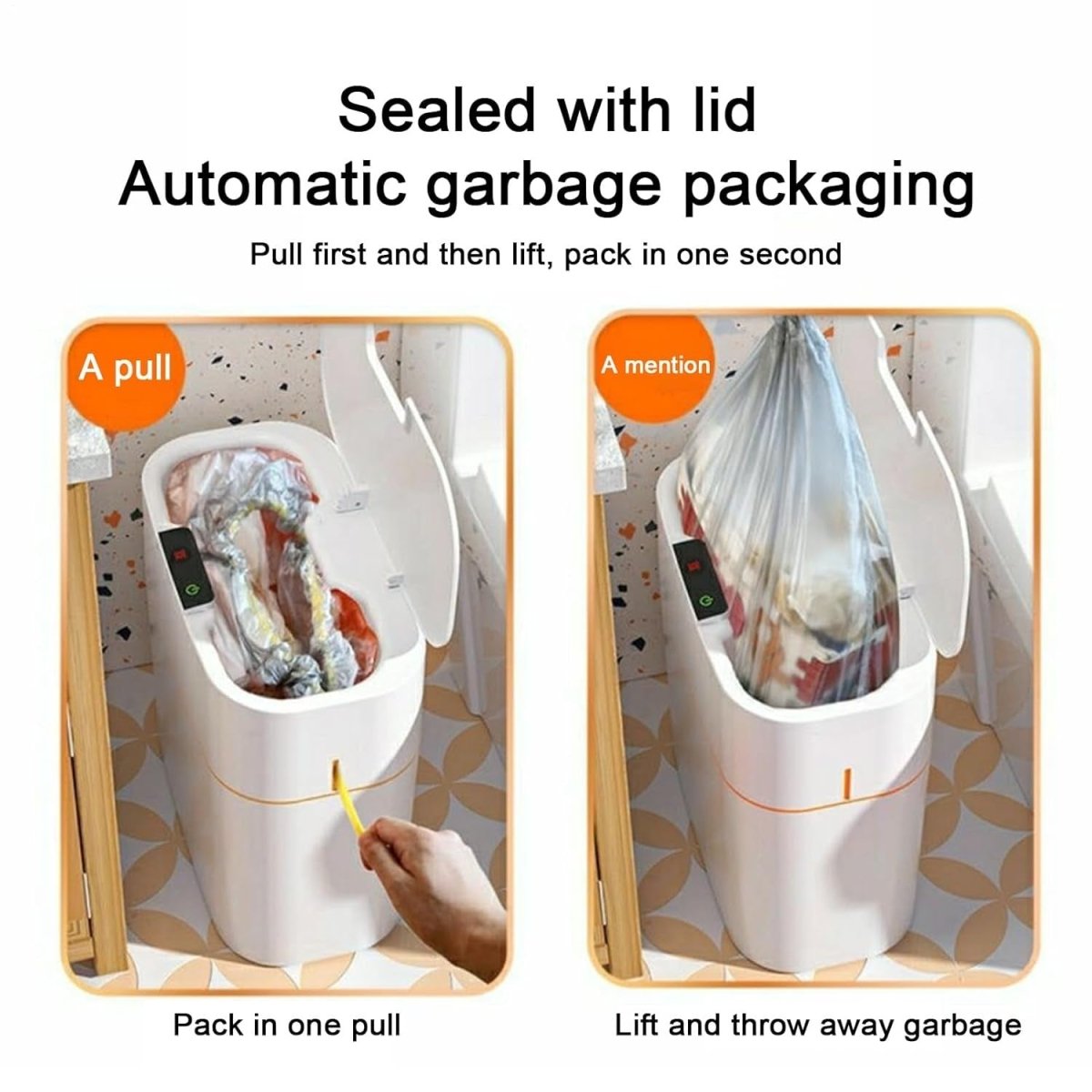 Touchless Bathroom Trash Can Slim Motion Sensor Bin White - Kwikley