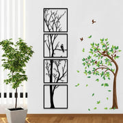 Tree Metal Wall Art 4 Piece Large Branch Panel Home Decor - Kwikley