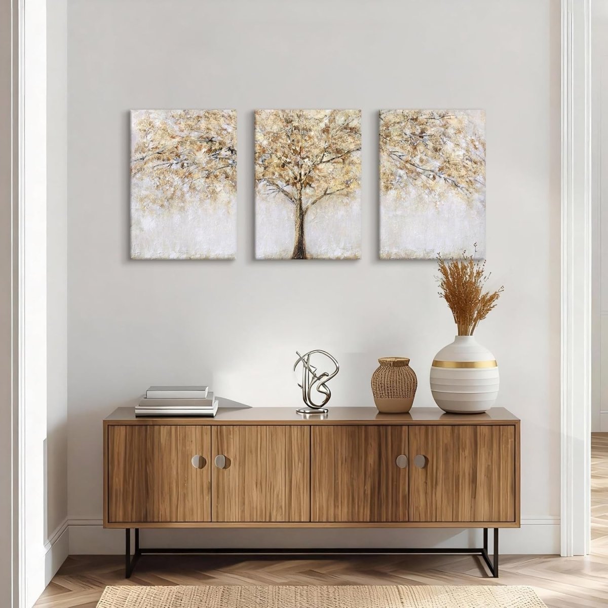 Tree of Life Canvas Wall Art 3 Panels 40x60cm Neutral Modern Decor - Kwikley