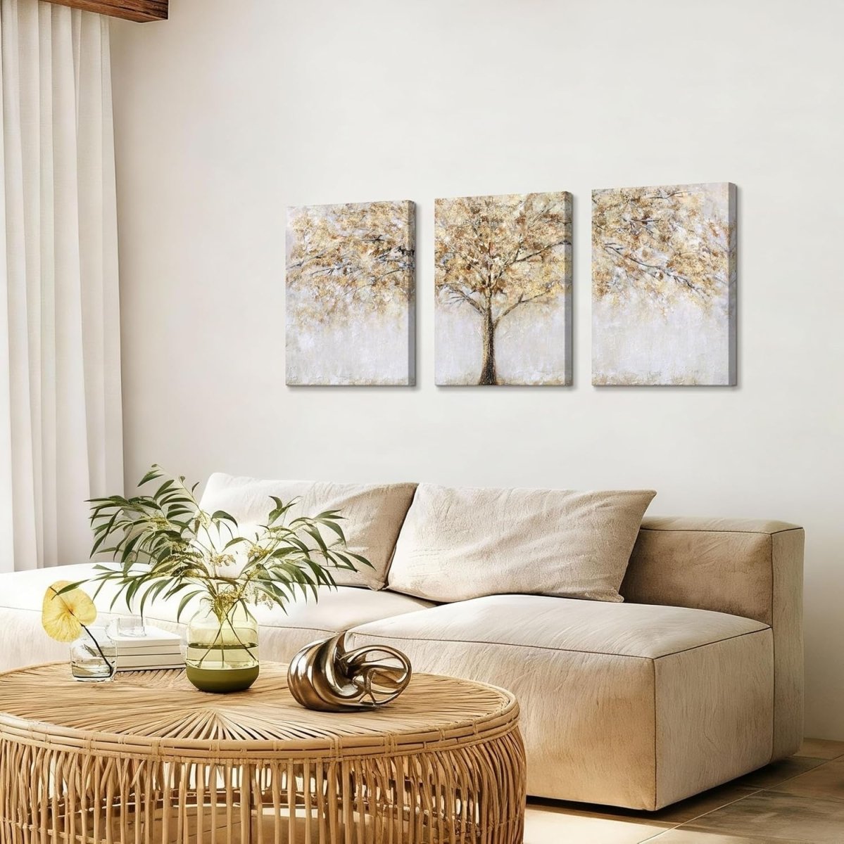 Tree of Life Canvas Wall Art 3 Panels 40x60cm Neutral Modern Decor - Kwikley