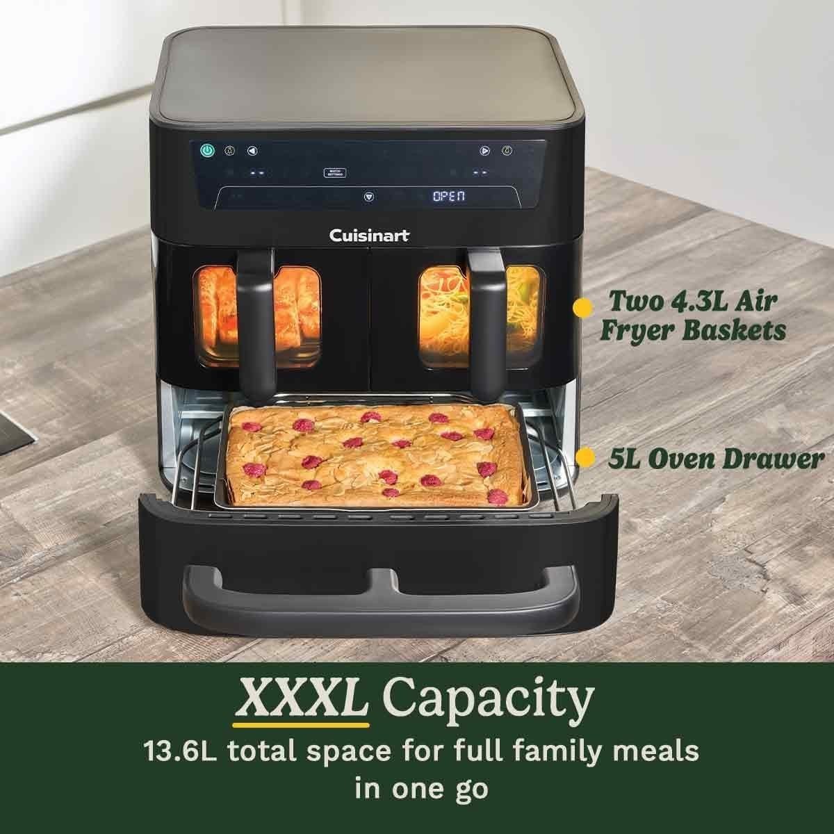 Tri Zone Air Fryer Oven 13.6L PFAS Free XXXL 9 - in - 1 Dual Baskets - Kwikley